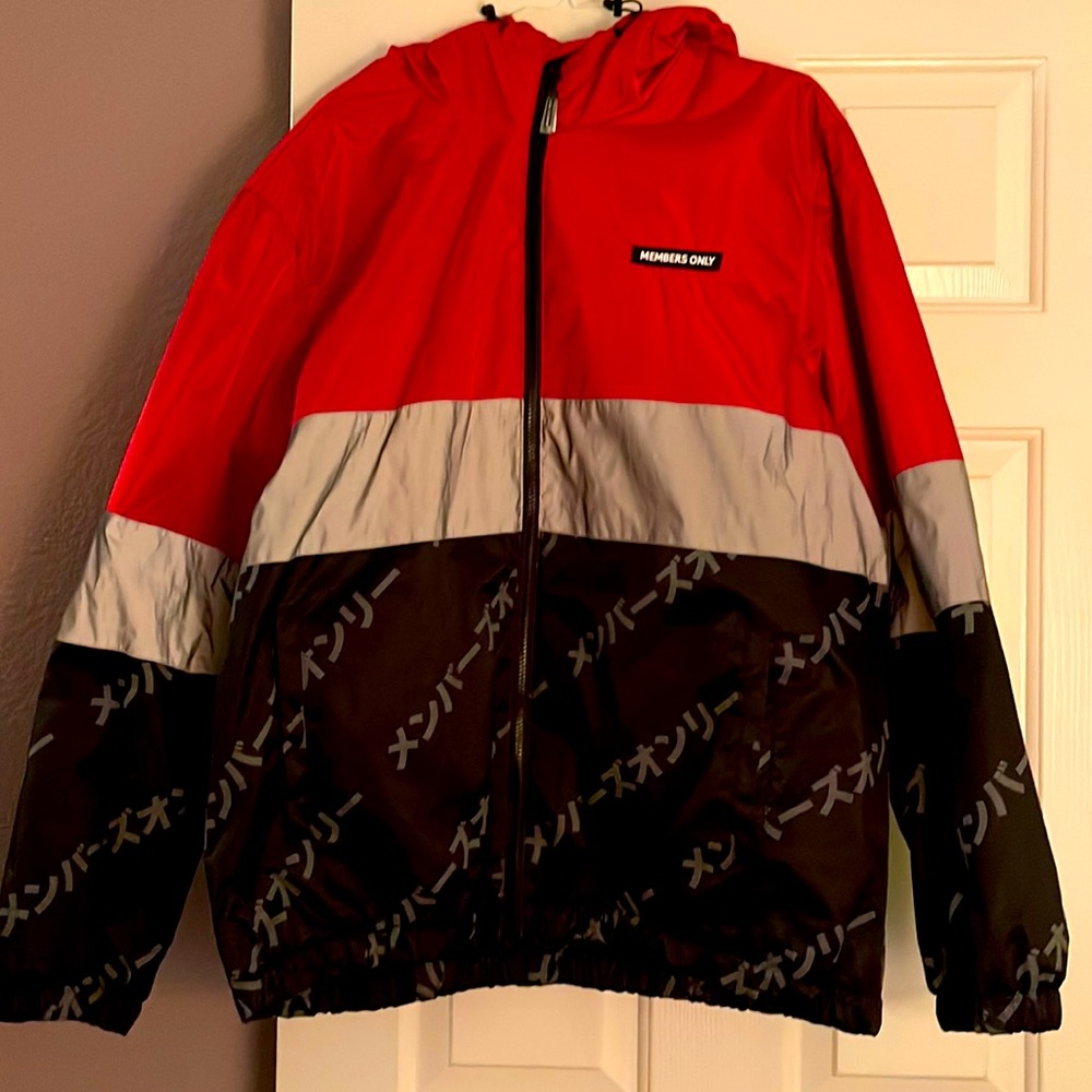 Members Only Insulated Red Reflective Jacket